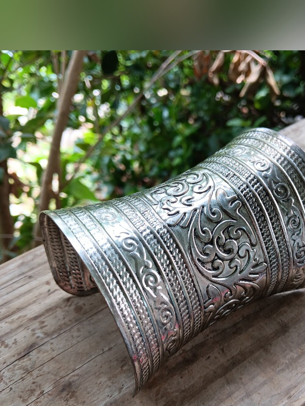 Vintage Extra Long Silver Cuff Bracelet - Picture 2 of 4
